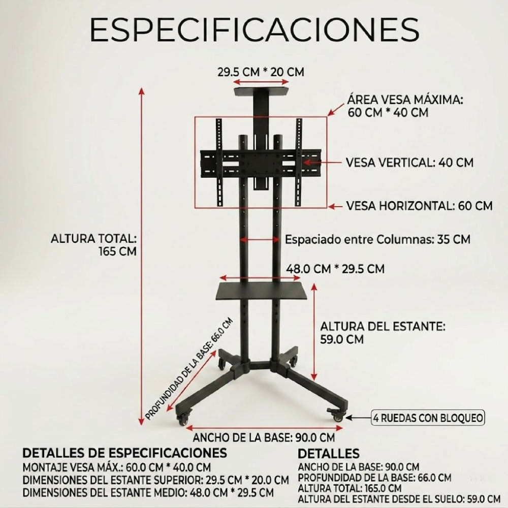 Base Soporte TV Pedestal 1500 Para Pantallas De 32 A 70 Pulgadas
