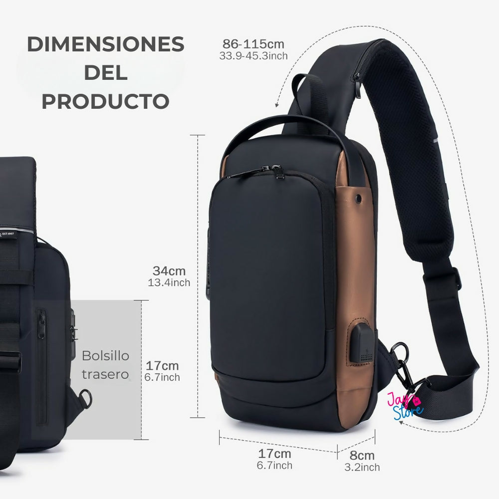 Bolso De Seguridad Canguro Antirrobo Carga USB Impermeable