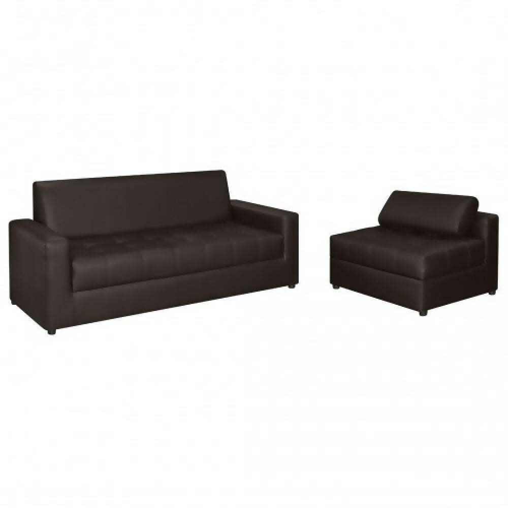 Sofá Alondra L Cuero Sintético Café 3 Puestos