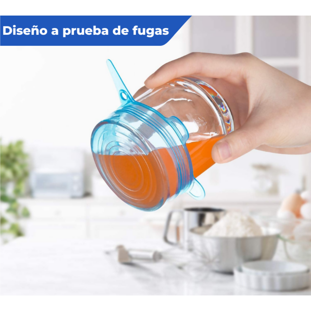 Setx6 Tapas de Silicona Reutilizables Elásticas Recipientes