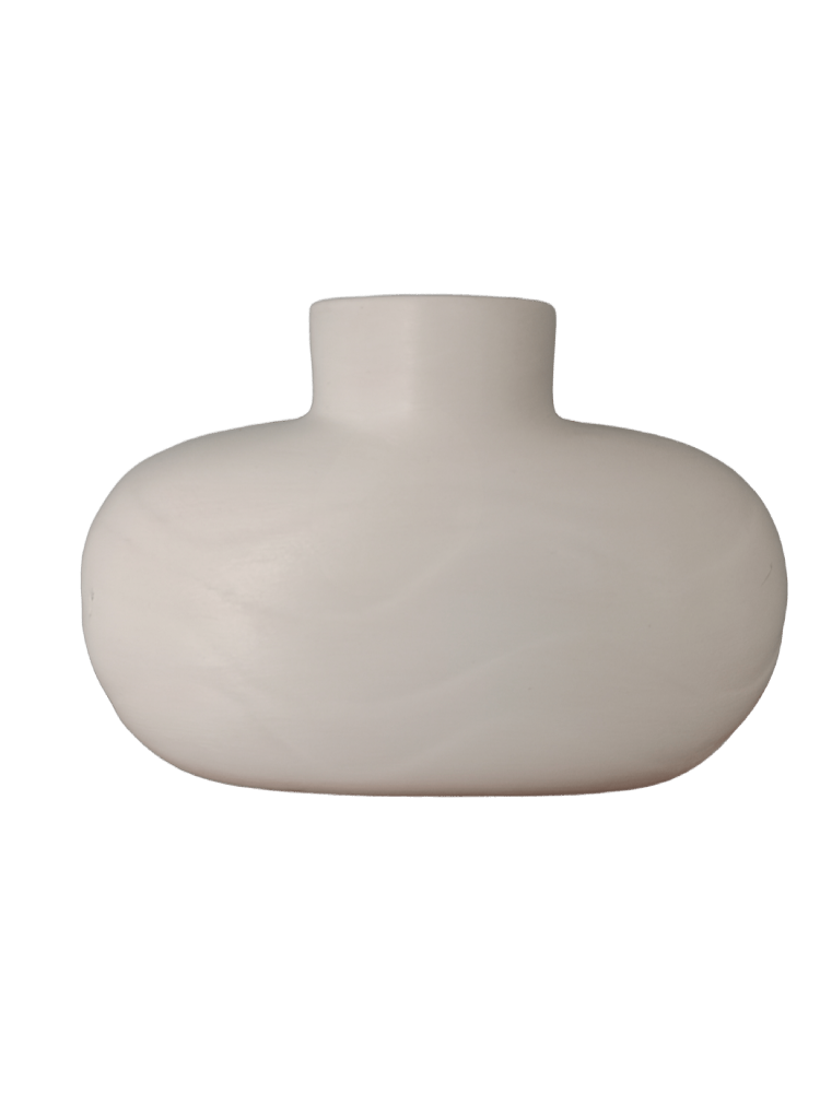 Florero Perla Decorativo en Cerámica con Líneas en Relieve, de 23x15 cm