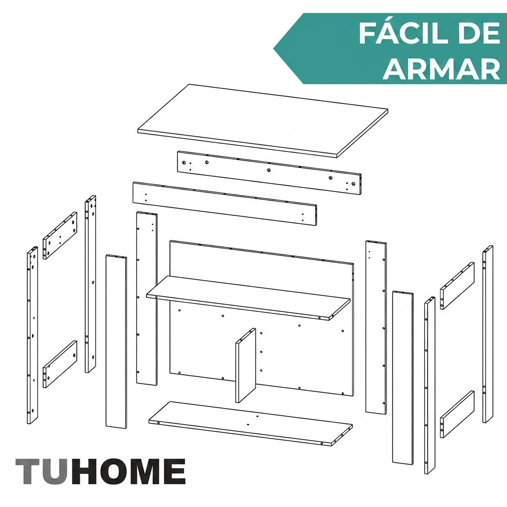 Barra de Cocina Cala, Blanco y Cobre, con Amplia Supeicie En La Mesa ZF