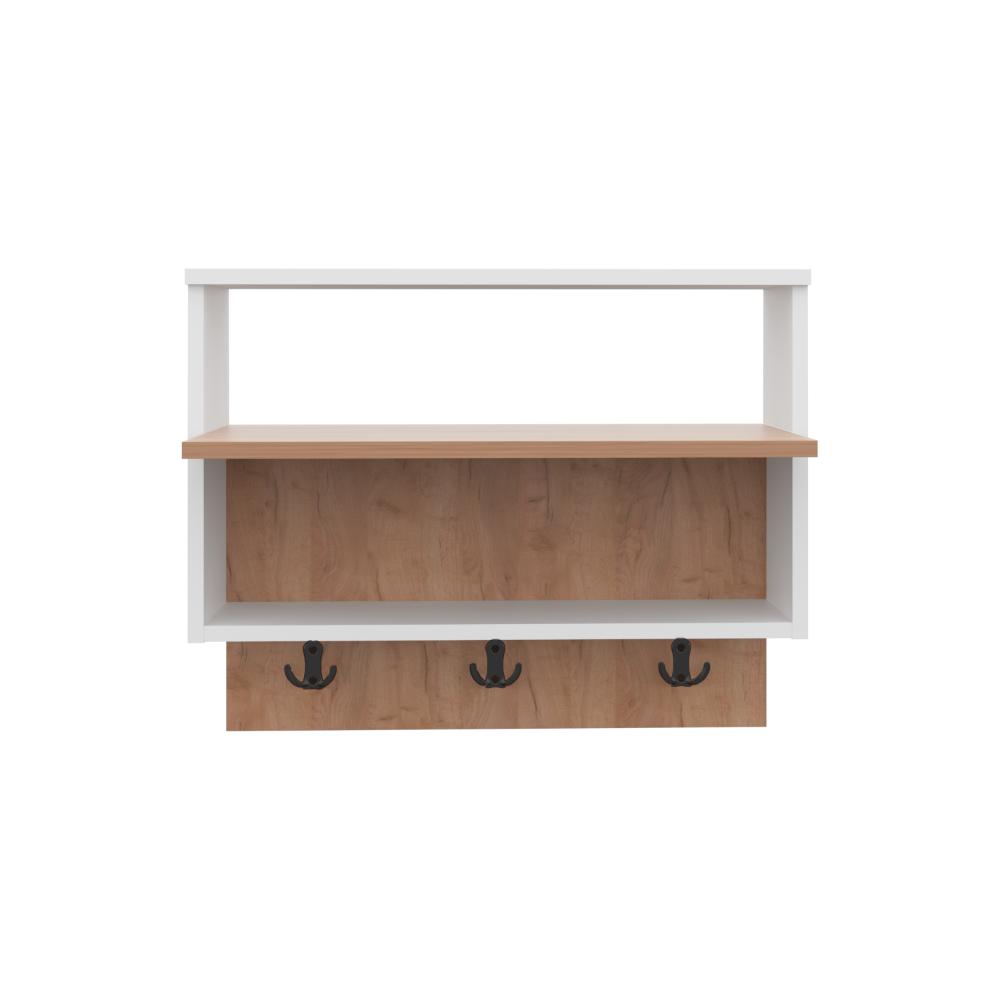 Mueble Auxiliar Recibidor Aranez, Blanco Duqueza y Fresno Europeo, incluye 3 ganchos y es de faci instalación ZF