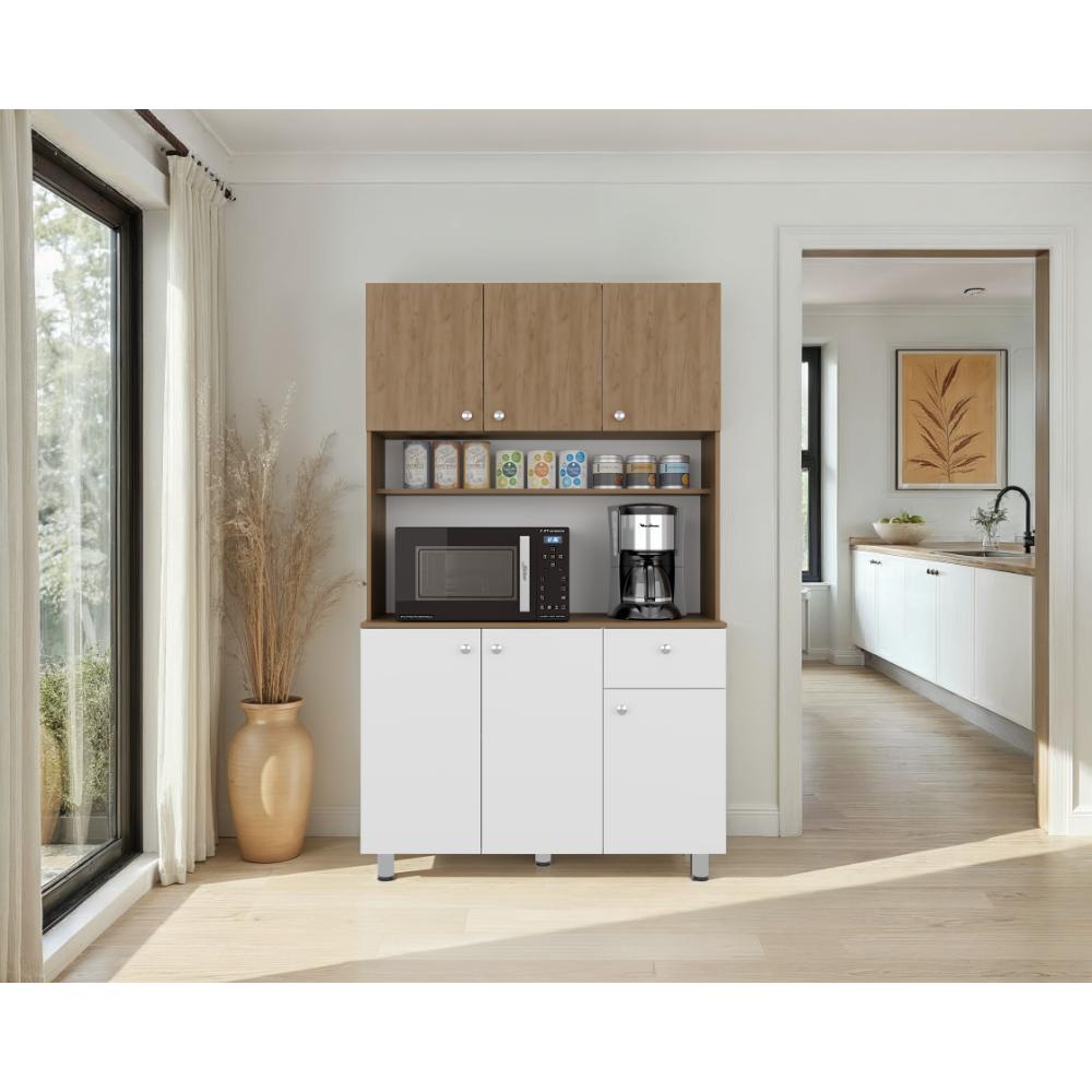 Alacena Wiston, Kronos Blanco y Kronos Fresno, Con seis puertas abatibles y un cajón con amplio espacio de almacenamiento ZF