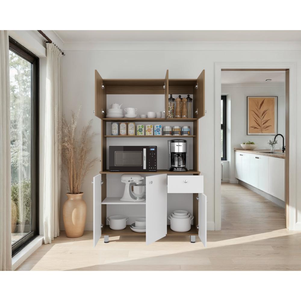 Alacena Wiston, Kronos Blanco y Kronos Fresno, Con seis puertas abatibles y un cajón con amplio espacio de almacenamiento ZF