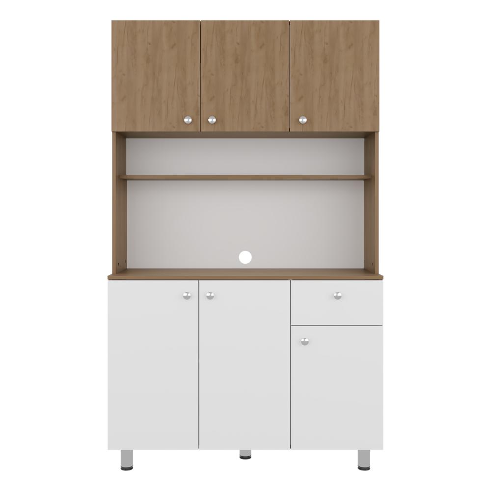 Alacena Wiston, Kronos Blanco y Kronos Fresno, Con seis puertas abatibles y un cajón con amplio espacio de almacenamiento ZF