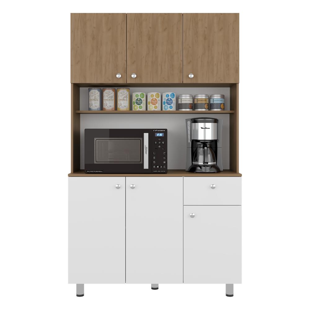 Alacena Wiston, Kronos Blanco y Kronos Fresno, Con seis puertas abatibles y un cajón con amplio espacio de almacenamiento ZF