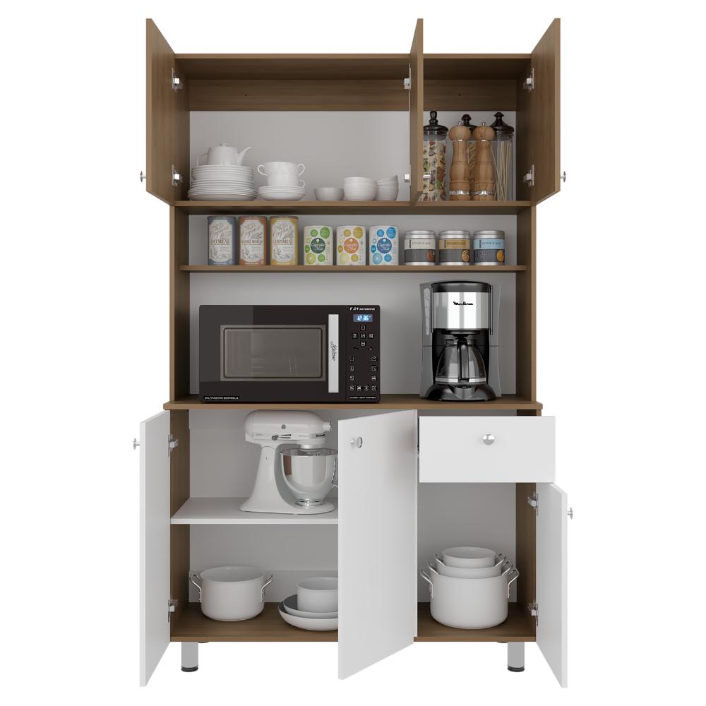 Alacena Wiston, Kronos Blanco y Kronos Fresno, Con seis puertas abatibles y un cajón con amplio espacio de almacenamiento ZF