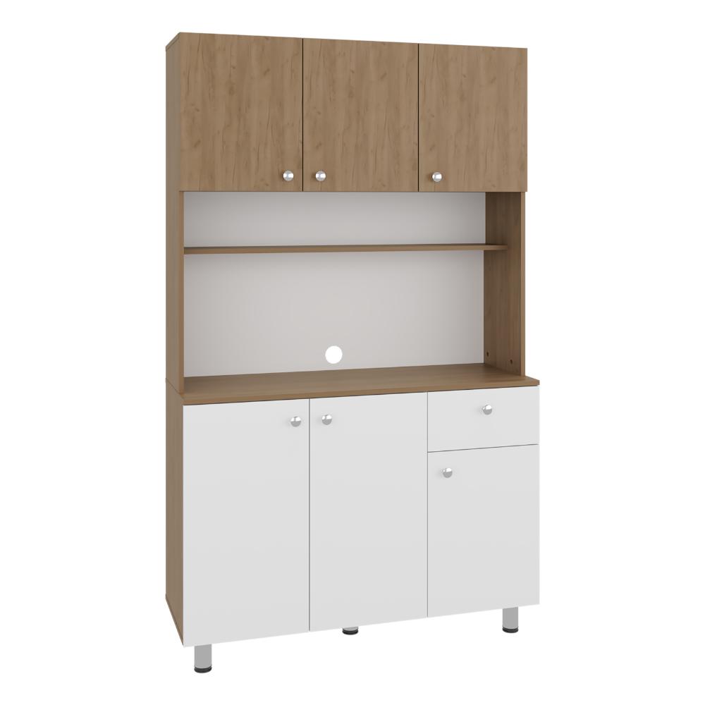 Alacena Wiston, Kronos Blanco y Kronos Fresno, Con seis puertas abatibles y un cajón con amplio espacio de almacenamiento ZF