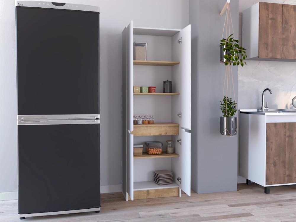 Alacena Soler, Blanco y Macadamia, Dos Puertas Abatibles, Fácil Instalación