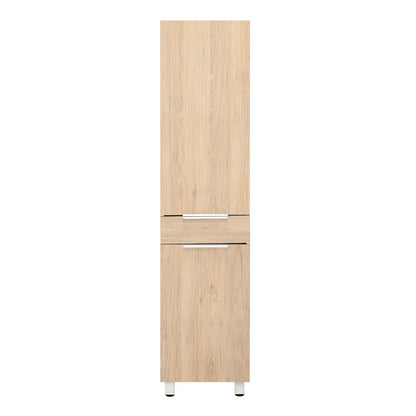 Alacena Amir, Blanco y Beige, con Una Puerta Abatible con Almacenamiento Extra y Patas de Acero