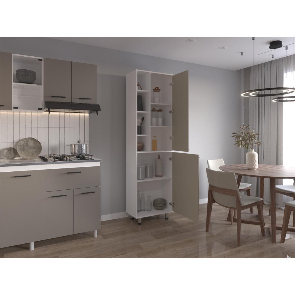 Alacena Burton, Blanco Duqueza y Cocoa, con amplios espacios para almacenamientos