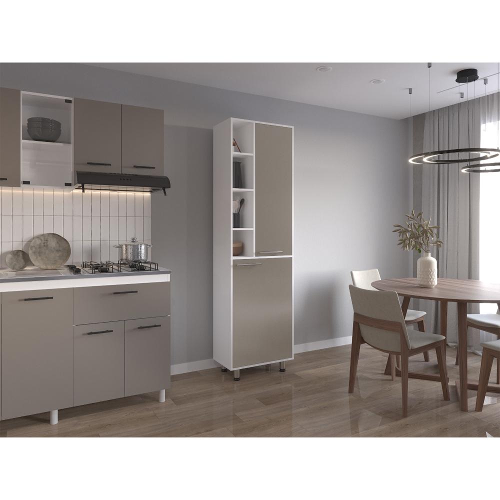 Alacena Burton, Blanco Duqueza y Cocoa, con amplios espacios para almacenamientos