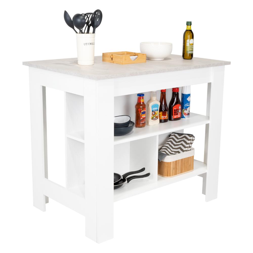 Barra de Cocina Cala, Blanco y Ibiza, con Amplia Supeicie En La Mesa ZF