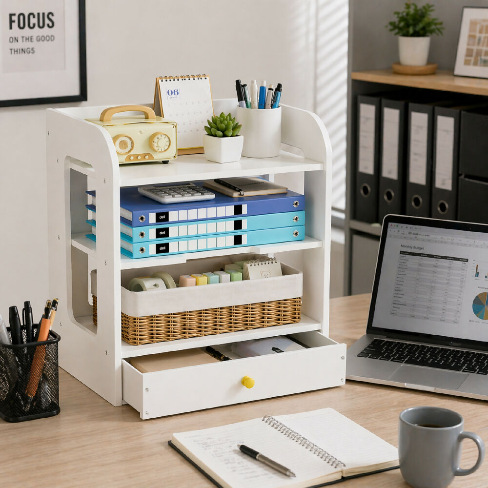 Organizador De Escritorio Con Cajón Y Estantes Mueble Multifuncional Para Oficina Y Hogar