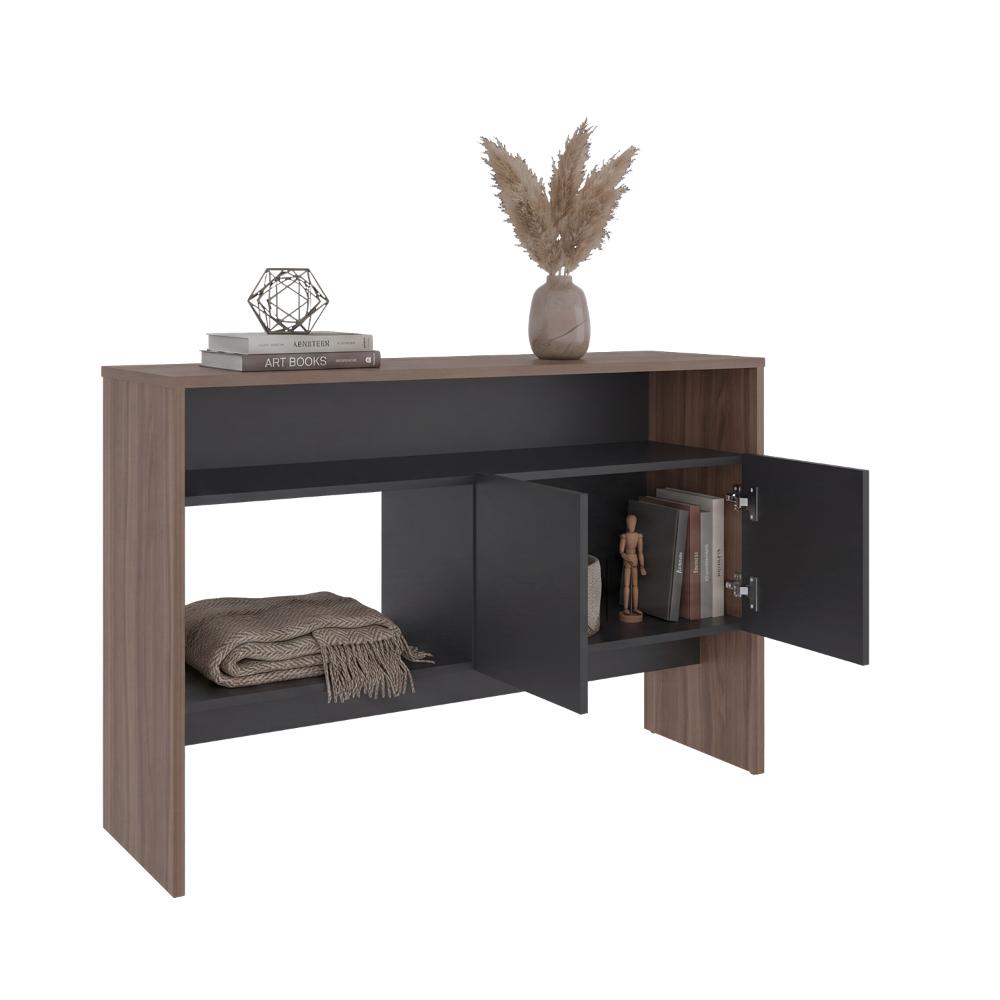 Mueble Recibidor Clasic, Avellana y Wengue, Con dos puertas y dos entrepaños
