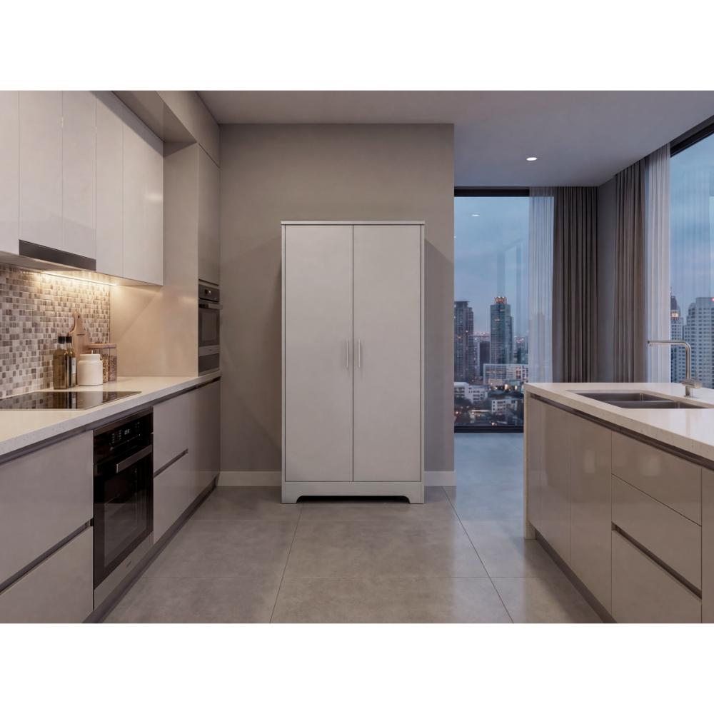 Alacena Ossa, Blanco, con 3 Entrepaños y 2 Puertas para Implementos de Cocina ZF