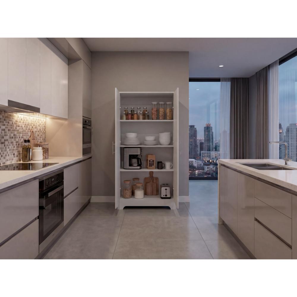 Alacena Ossa, Blanco, con 3 Entrepaños y 2 Puertas para Implementos de Cocina ZF