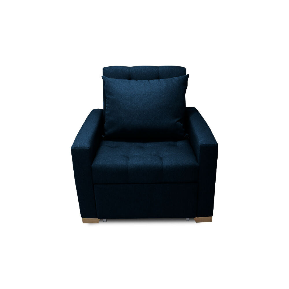 Sofá Cama Unipersonal Sabathy Tela Lino 95X90X94Cm Azul Petroleo