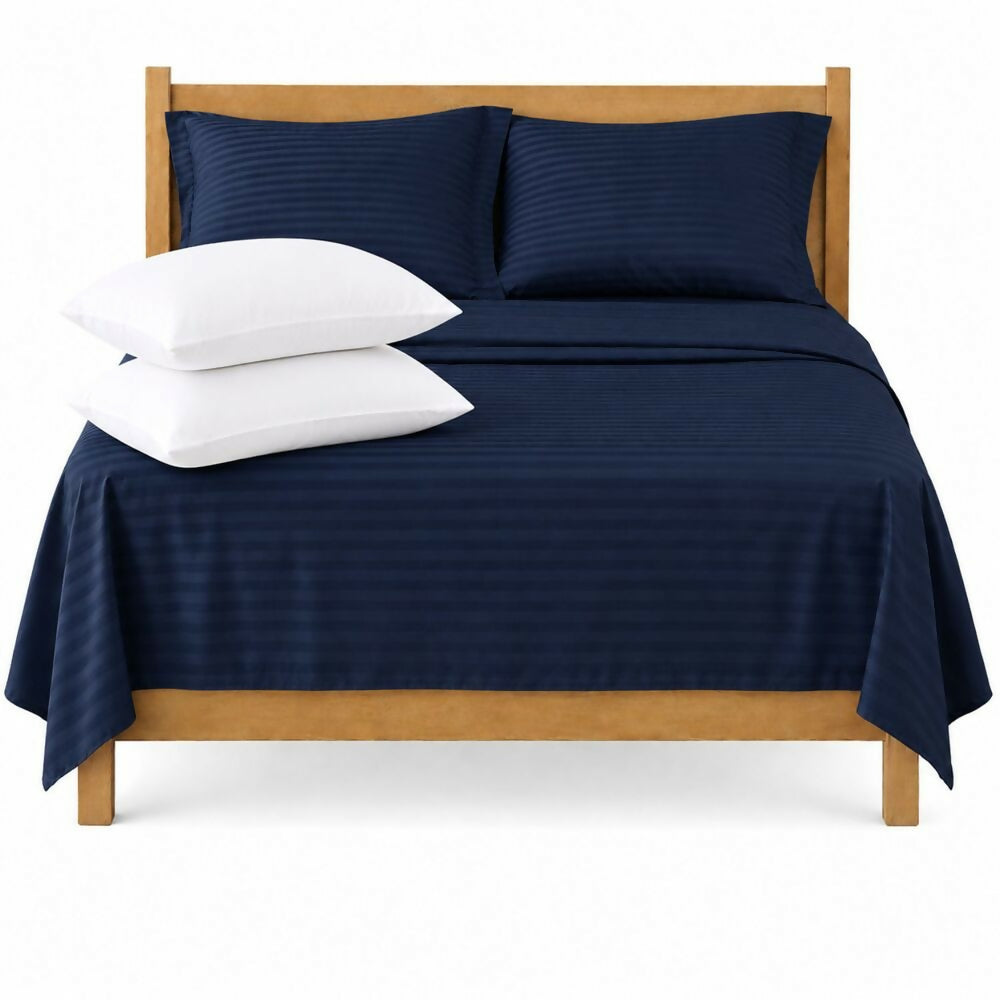 Combo Juego de sábanas + 1 almohada siliconada sencillo azul
