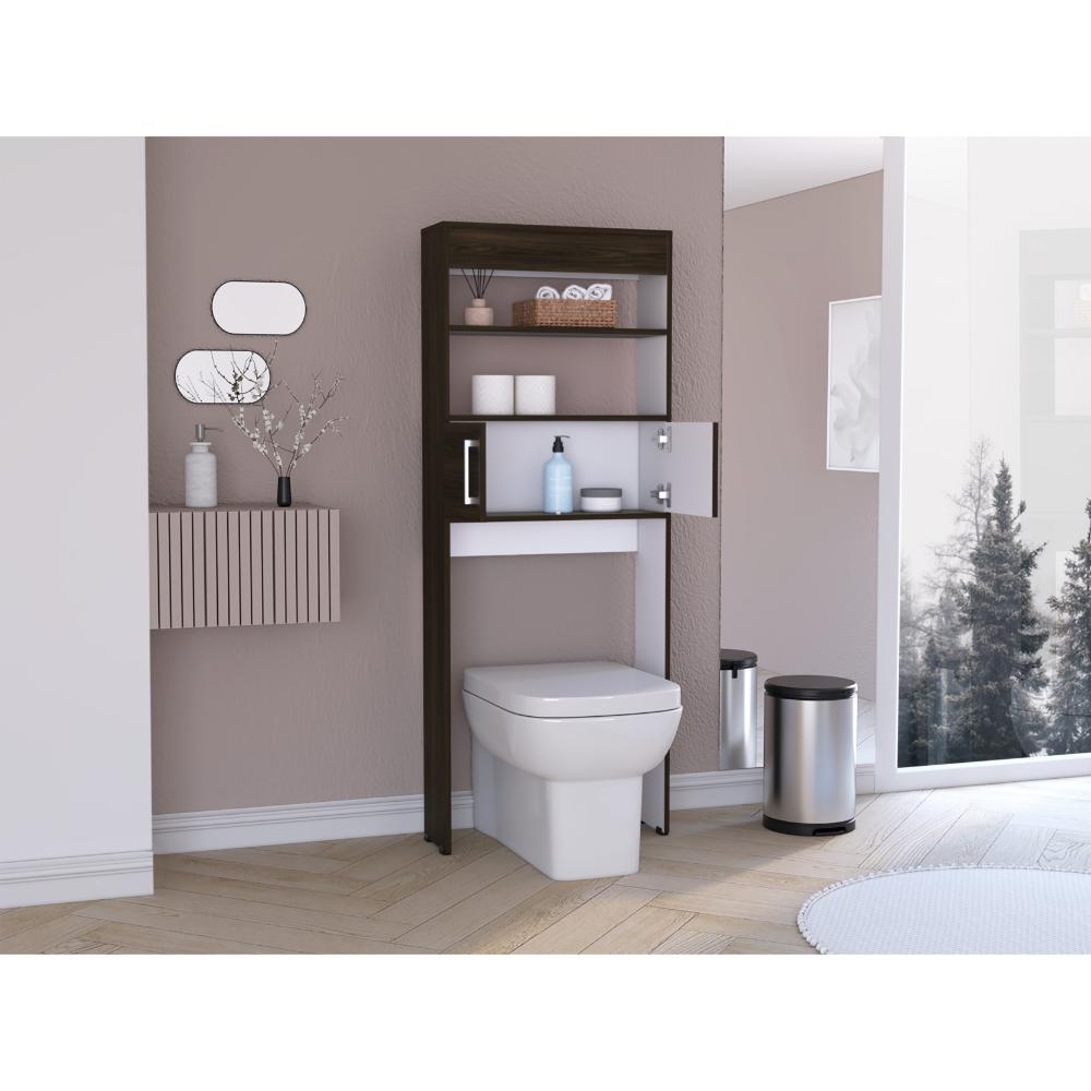 Gabinete de Baño Oporto, Nogal Europeo y Blanco Duqueza, Ahorrador de Espacio