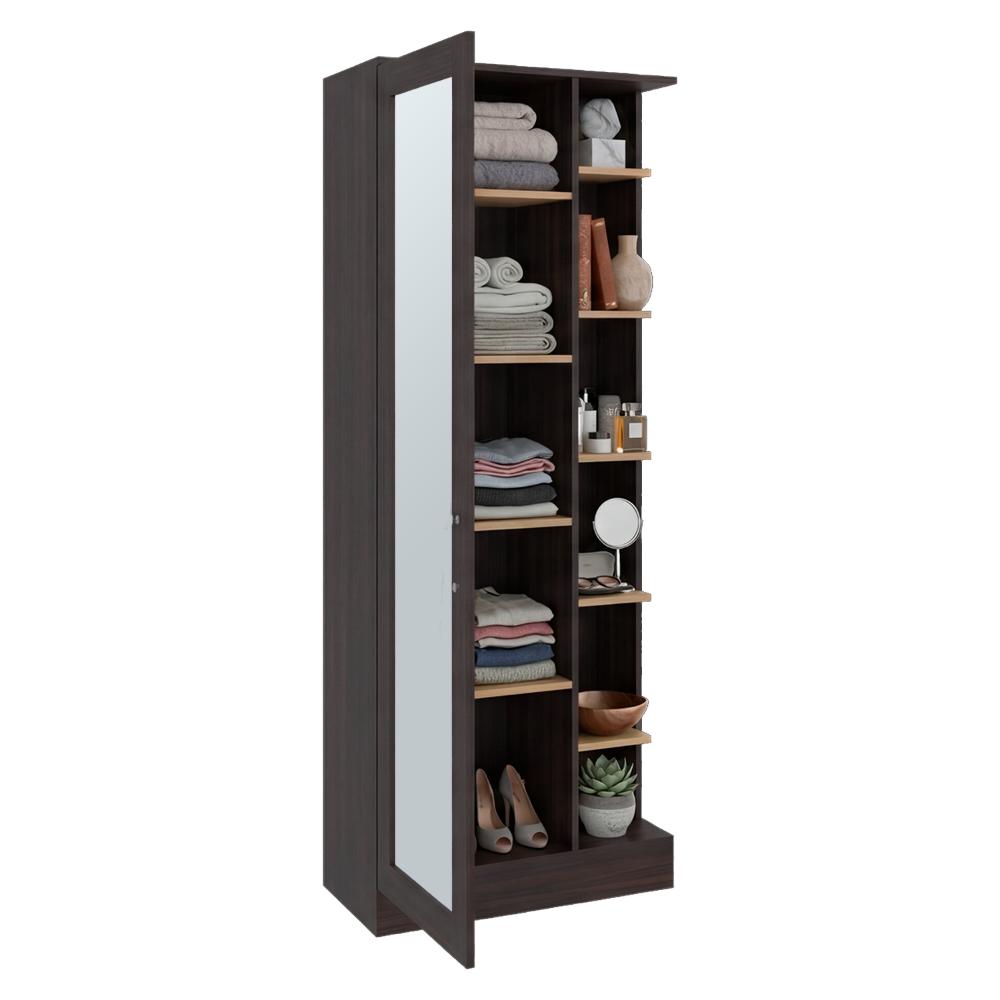 Mueble Multiusos, Caoba y Fresno Europeo, con Siete Entrepaños y Gran Capacidad de Almacenamiento