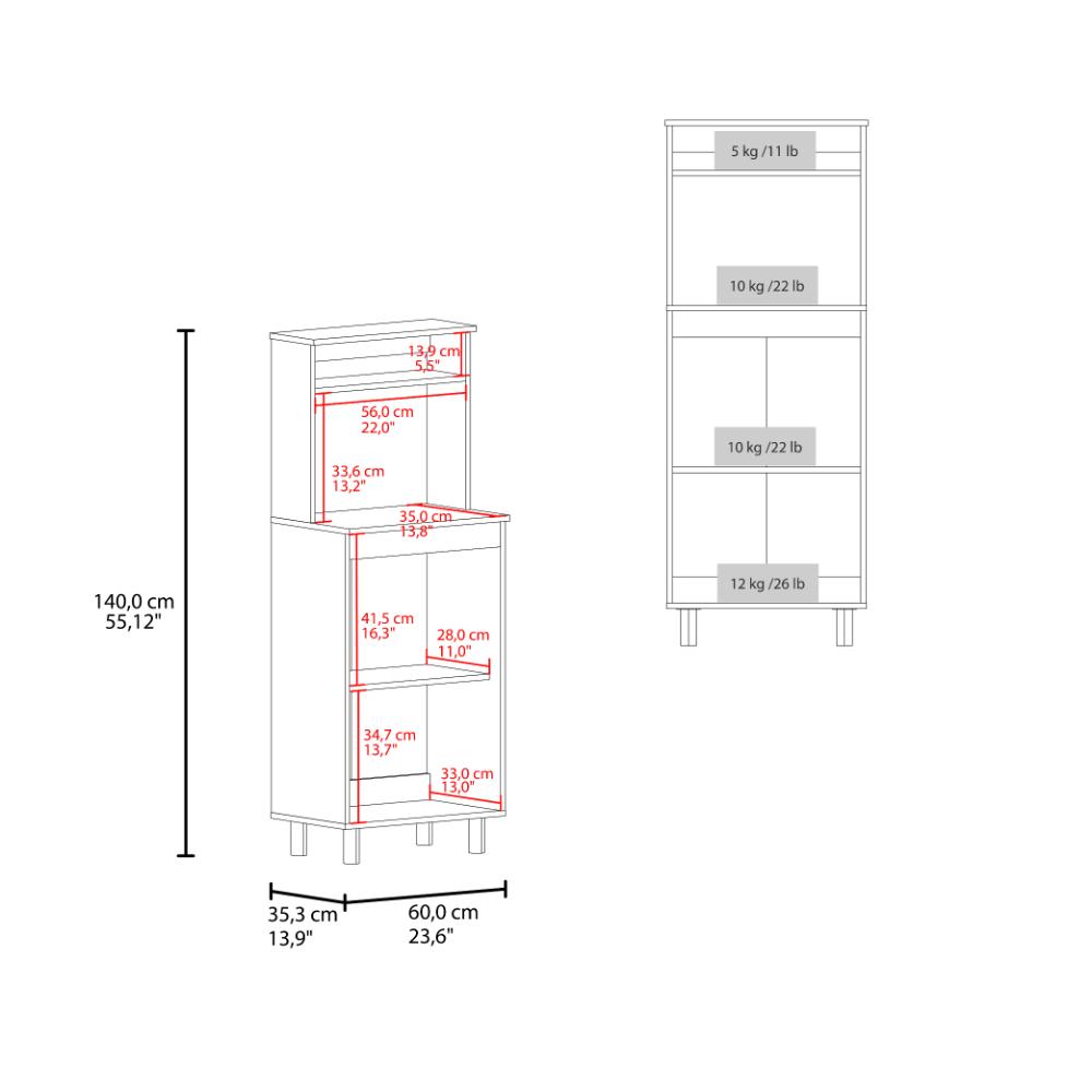 Modulo Microondas Kane, Kronos Blanco, Con compartimiento inferior para alimentos y utensilios de cocina ZF
