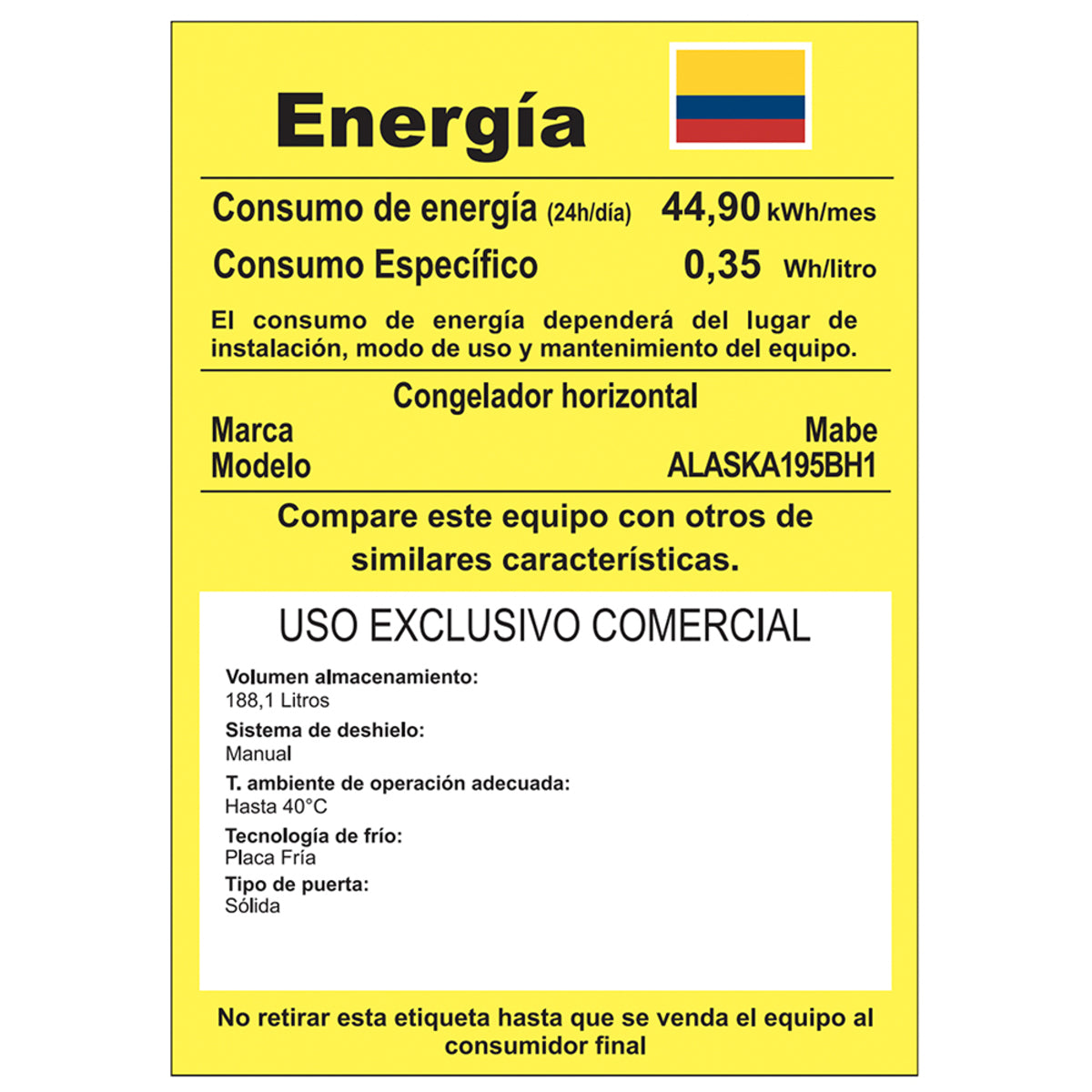 Congelador Horizontal 198 L Mabe, Blanco