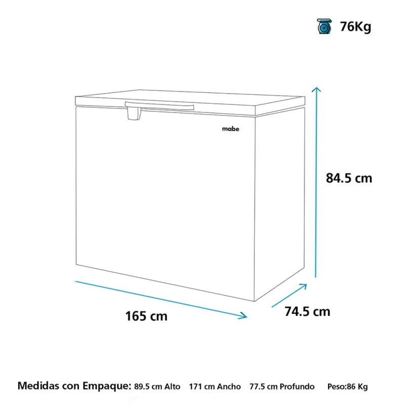 Congelador Horizontal 519 L Brutos Mabe, Blanco