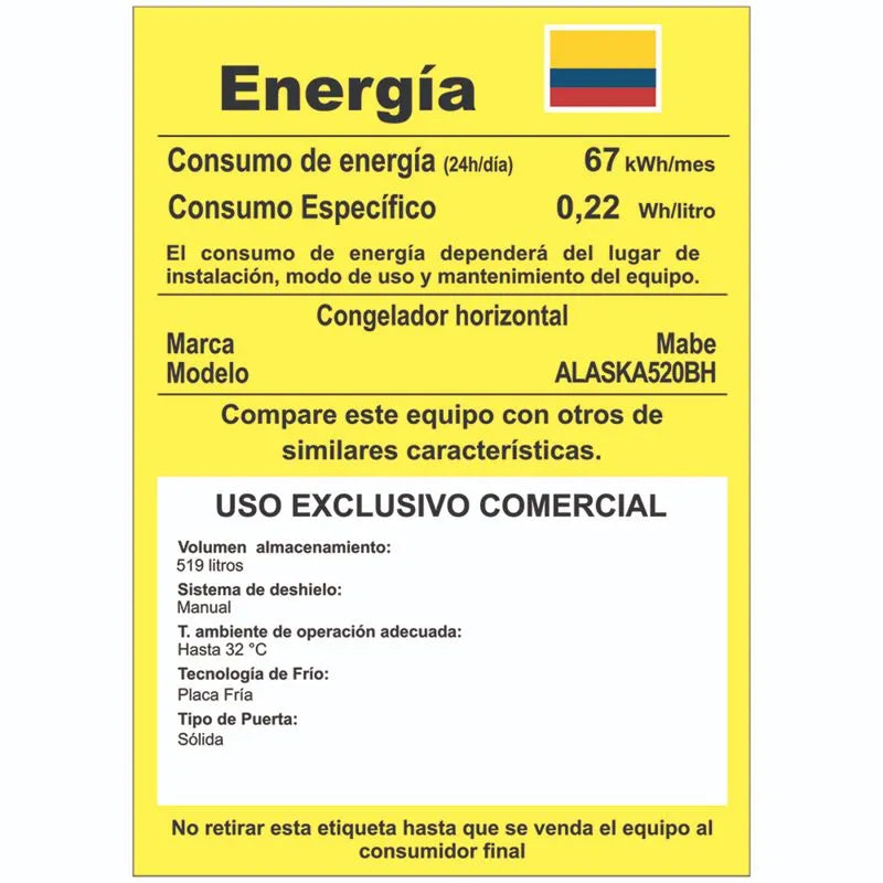 Congelador Horizontal 519 L Brutos Mabe, Blanco