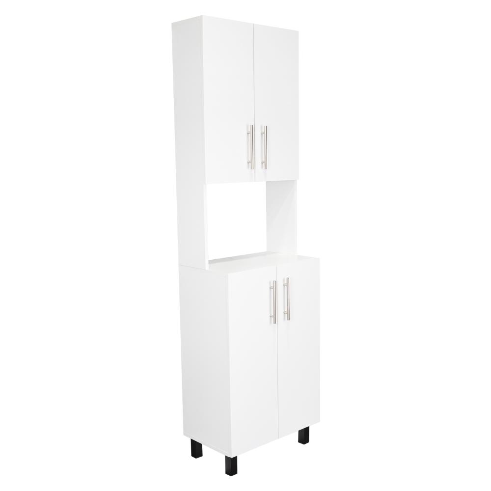 Alacena Liben, Blanco, con puertas abatibles y manijas en acero ZF