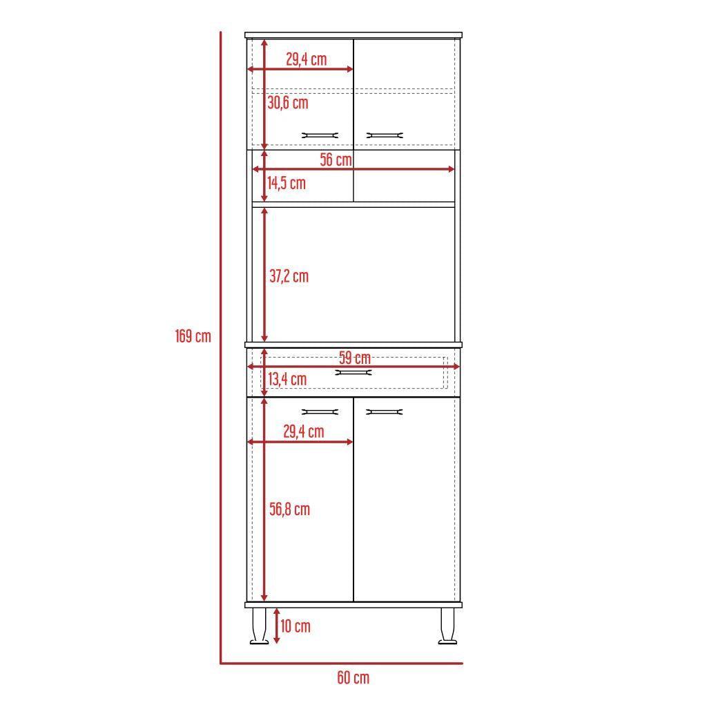 Alacena Della Blanco 60 cm con Cuatro Puertas y Un Cajón