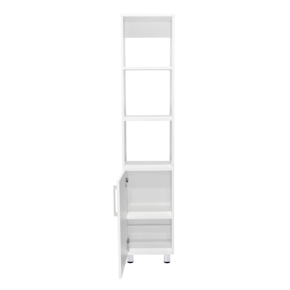 Mueble  Auxiliar para Baño Manchester, Blanco Duqueza, con multiples entrepaños, patas y manijas metalicas
