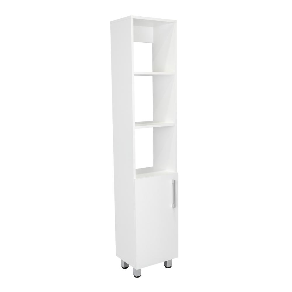 Mueble  Auxiliar para Baño Manchester, Blanco Duqueza, con multiples entrepaños, patas y manijas metalicas