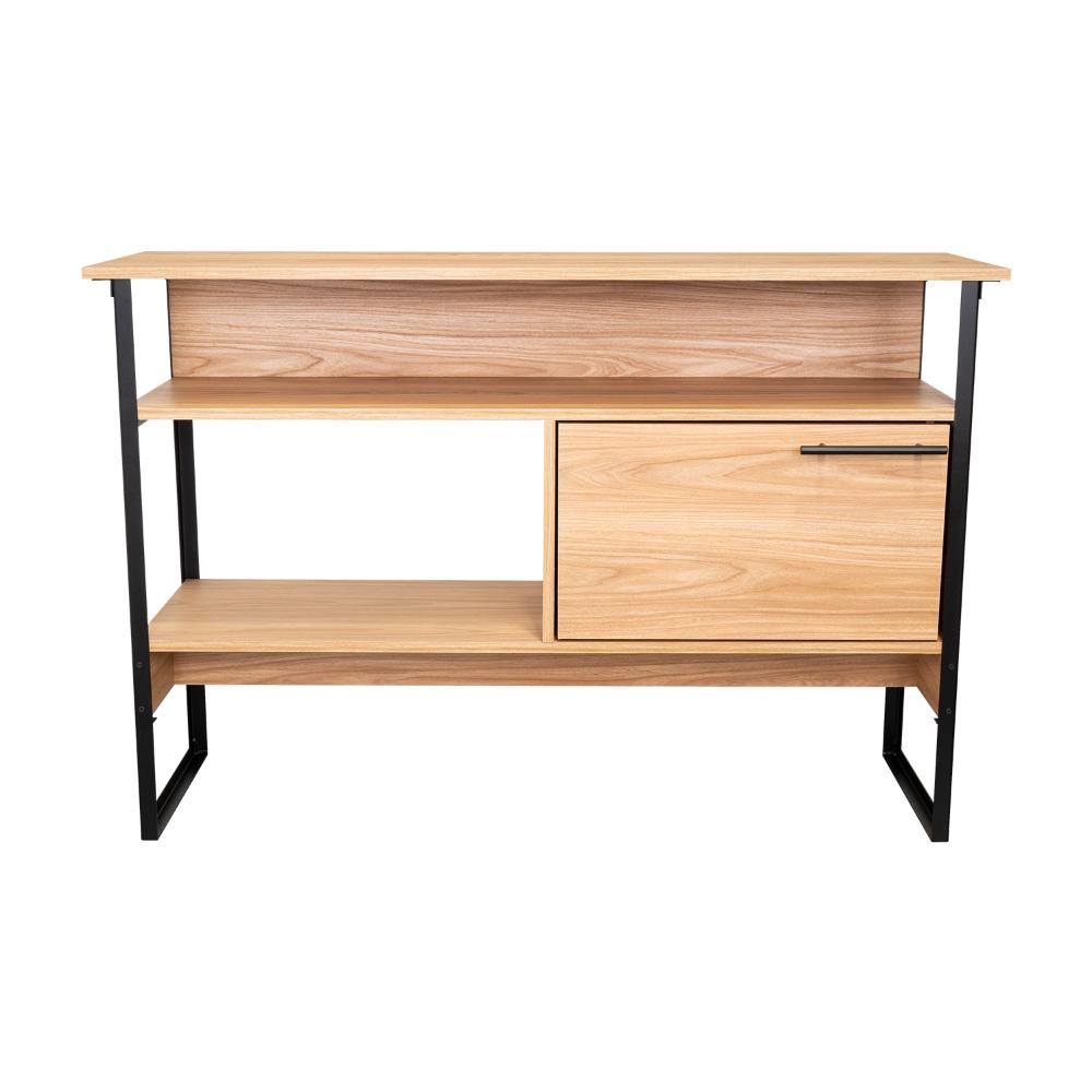 Mueble Auxiliar Recibidor Korina, Fresno Europeo, con Patas En Acero Negras