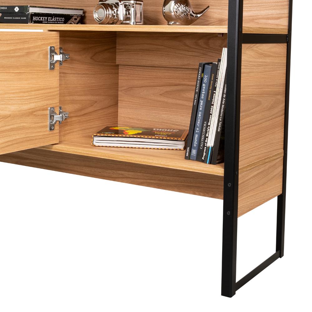 Mueble Auxiliar Recibidor Korina, Fresno Europeo, con Patas En Acero Negras