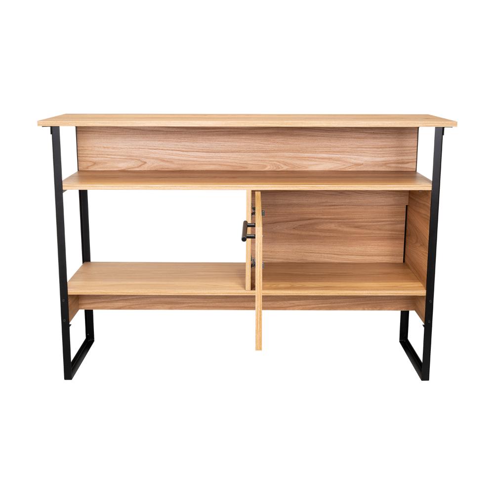Mueble Auxiliar Recibidor Korina, Fresno Europeo, con Patas En Acero Negras