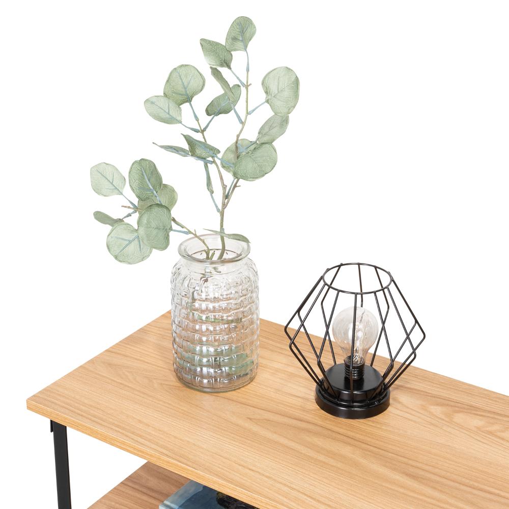 Mueble Auxiliar Recibidor Korina, Fresno Europeo, con Patas En Acero Negras