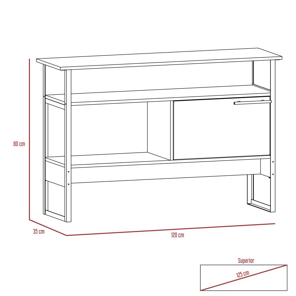 Mueble Auxiliar Recibidor Korina, Miel, con Patas En Acero Negras