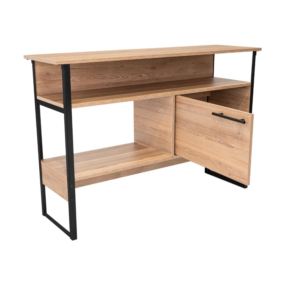 Mueble Auxiliar Recibidor Korina, Miel, con Patas En Acero Negras