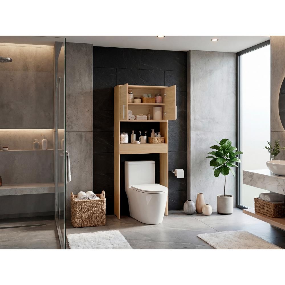 Gabinete de Baño Apolis, Fresno Europeo, Ideal Para Ahorrar Espacio X2