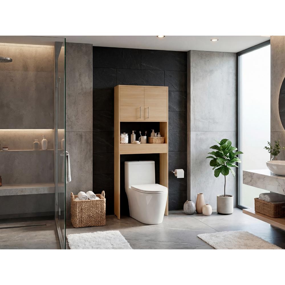 Gabinete de Baño Apolis, Fresno Europeo, Ideal Para Ahorrar Espacio X2