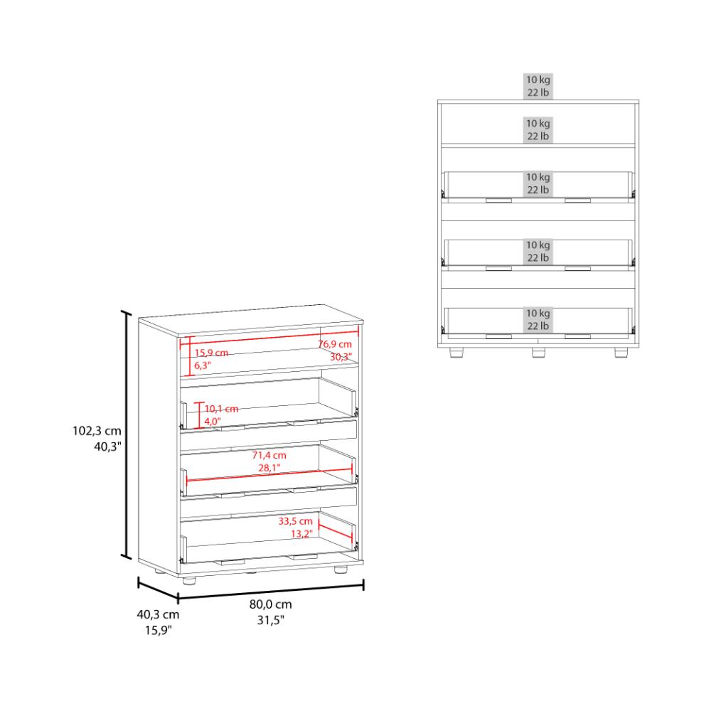 Organizador Apina, Wengue, con Cuatro Cajones Deslizables ZF