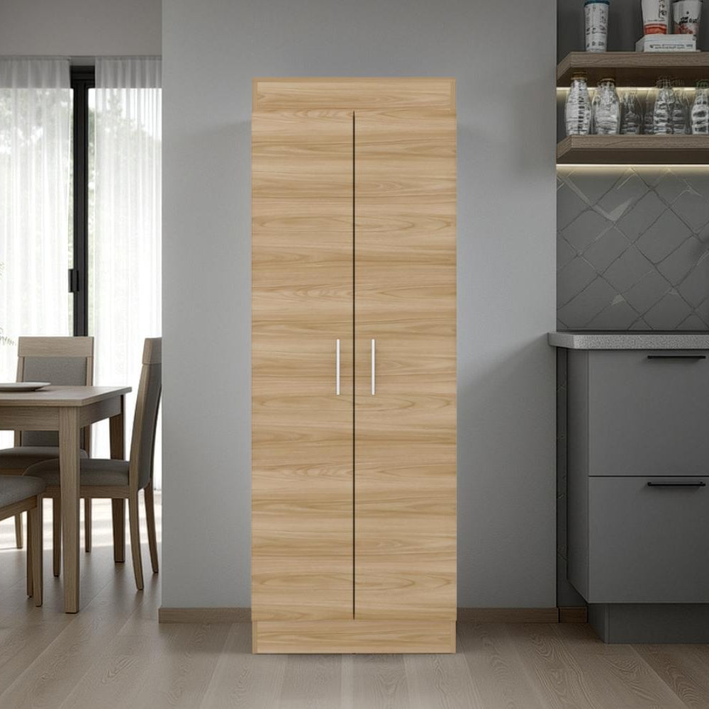 Alacena Barlovento fresno y blanco con dos puertas batientes, 170 cm - vista lateral