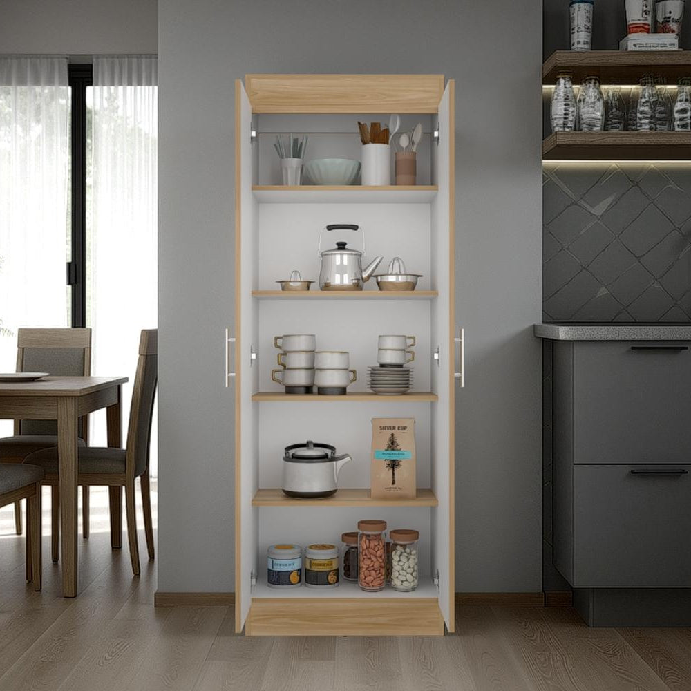 Alacena Barlovento fresno y blanco con dos puertas batientes, 170 cm - detalle