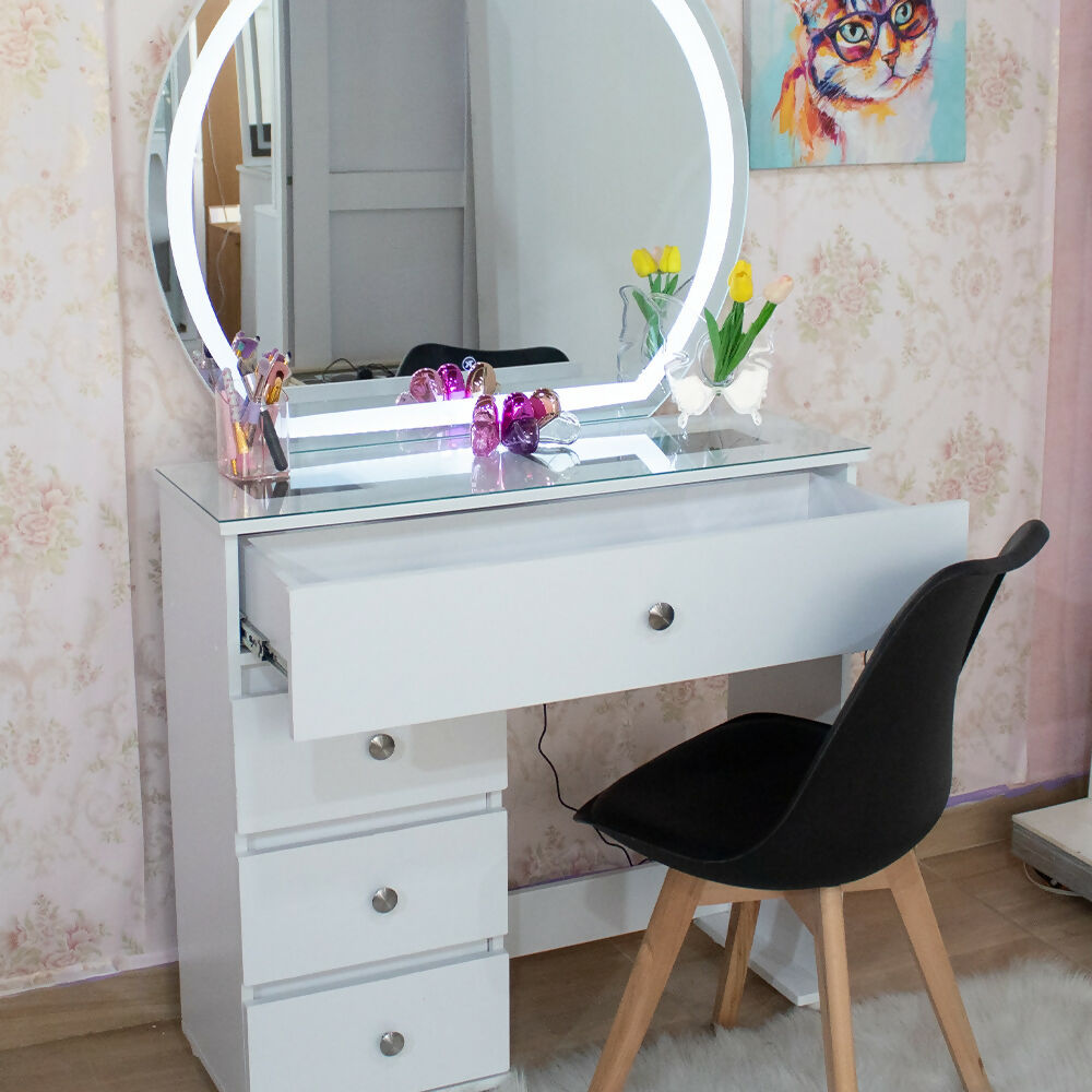 Jazmín 90cm Led Media Luna, Blanco