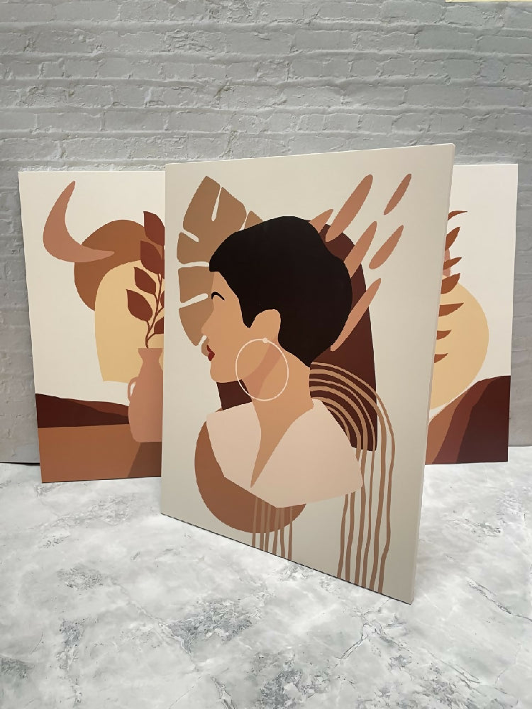 Cuadros decorativos Triptico boho Woman 30x40