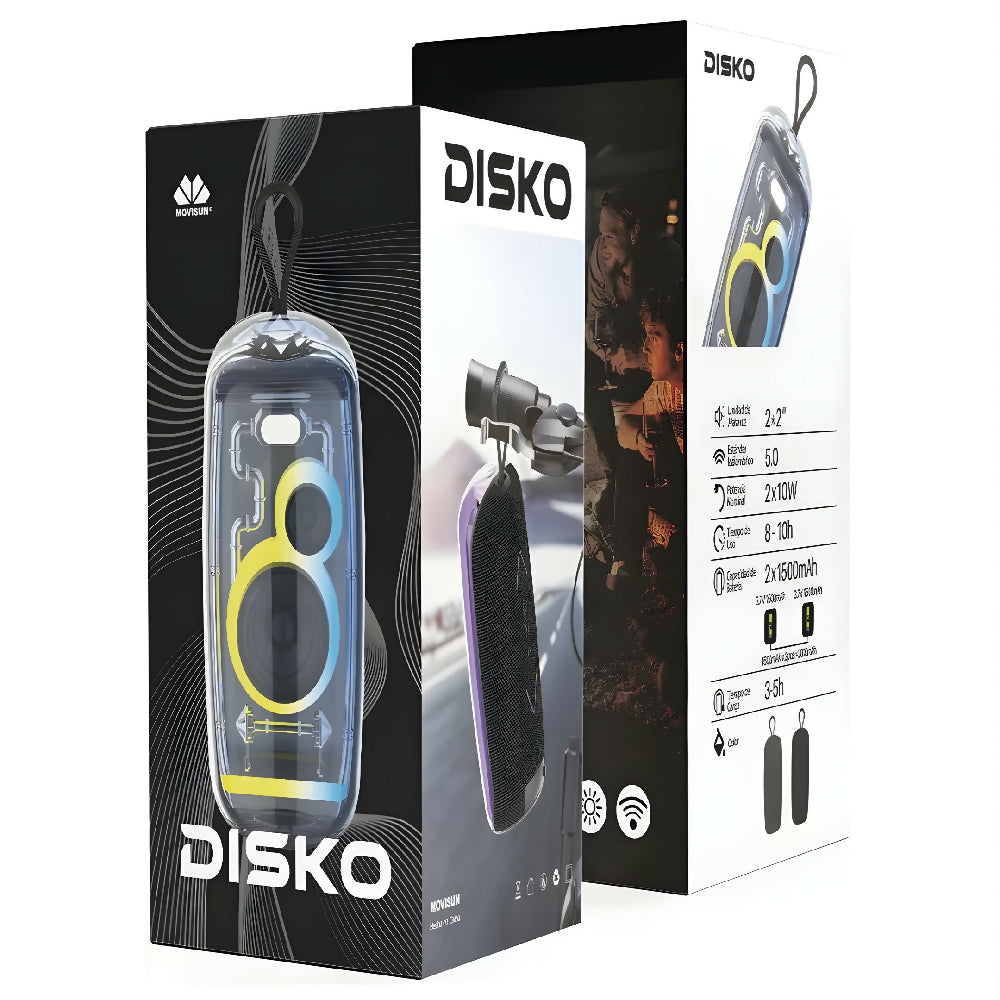 Parlante Bluetooth Movisun Disko LED RGB Y Sonido De Alta Fidelidad
