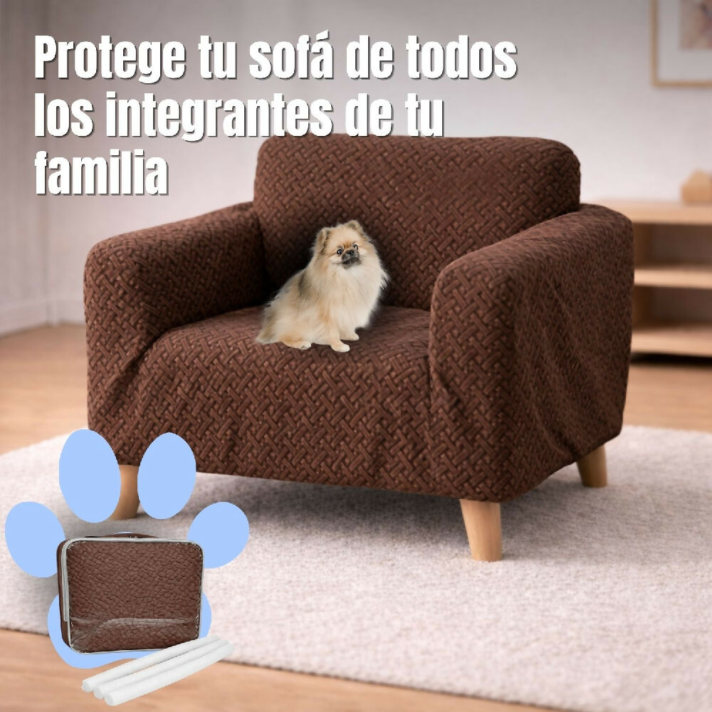 Protector de sofá 1 puesto elastico cafe