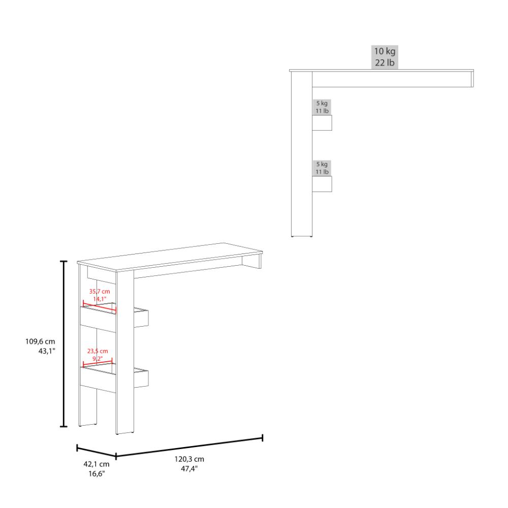 Mesa de Bar Rayo, Blanco Duqueza, con espacio para colocar objetos de bar ZF